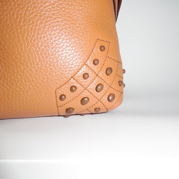 Tod's Brown Leather Mini Wave Top Handle Studs Backpack Crossbody Handbag Purse - Picture 6 of 16